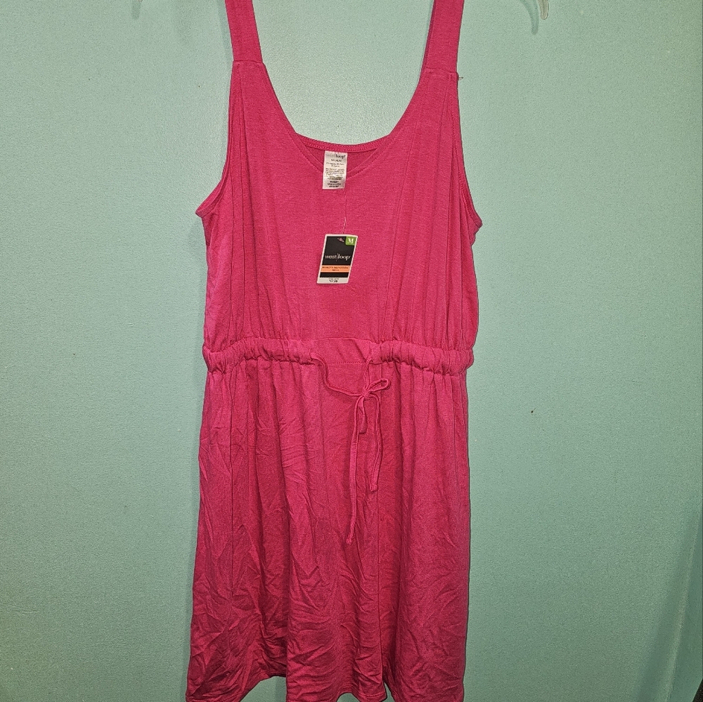 Pink Drawstring Sleevless Dress - Picture 2 of 7